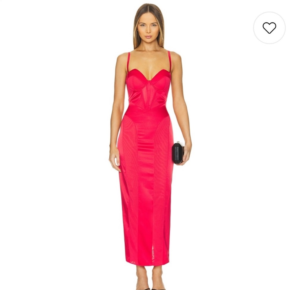 Fleur du Mal Pink REVOLVE Bodycon Dress Plunge Neckline Cocktail WORN 1x